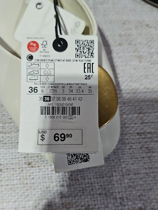 Zara White Patent Block Heel Sandals with Gold Toe Plaque Size 6 New With Tags - Picture 7 of 7